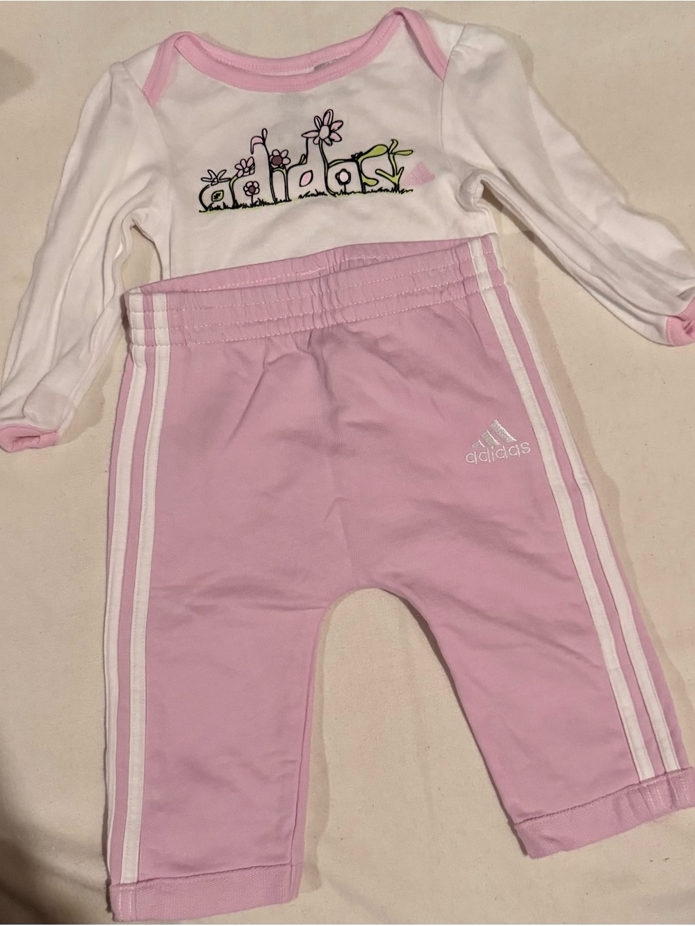 adidas Pink Jogger Pants with White Side Stripes - Kids